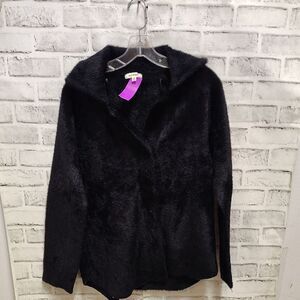Max & Co Black Teddy Jacket Plush Velvet Texture
